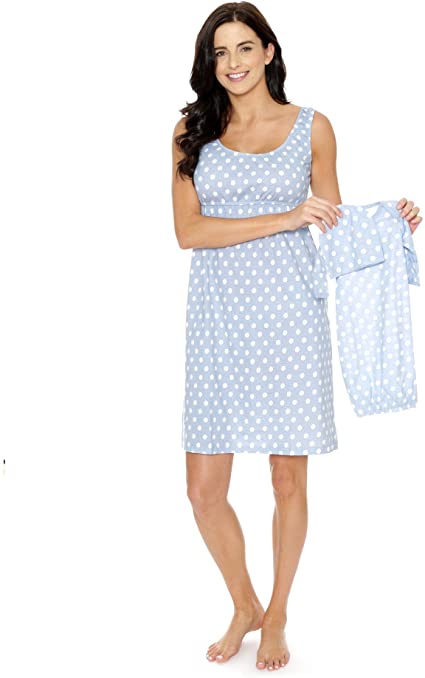 Baby Be Mine Maternity/Nursing Nightgown & Matching Baby Layette Set, Newborn, Nightdress