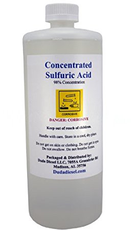 950ml Bottle of Concentrated Sulfuric Acid Drain Cleaning Cleaner Biodiesel Battery Acid