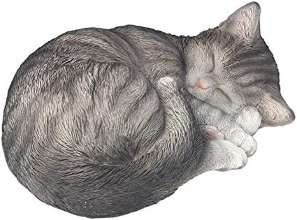 Nature's Gallery 11" Sleeping Grey Tabby Cat Statue