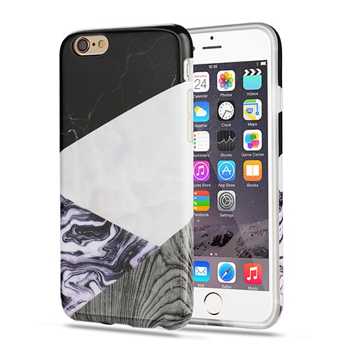 iPhone 6 6s Case Marble Wood Pattern, Retro Shaw Flexible Soft Slim TPU Cover- Mixed Design Shell for iPhone 6/6s (4.7 inch)