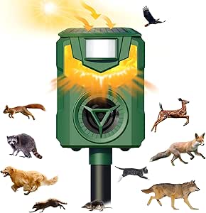 Ultrasonic Animal Repellent, Cat Deterrent Outdoor, 2024 Newest Flame Light Animal Repellent for Garden, Solar Animal Repeller with Motion Sensor, Repel Dogs Bird Skunk Rabbit Squirrels Deer for Yard