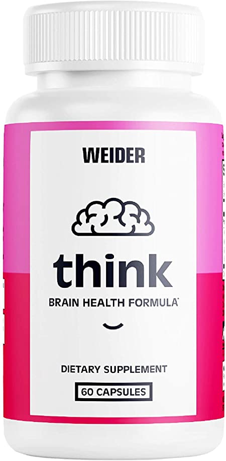 (New) Weider Think - Brain Health Formula - Promotes Focus, Energy & Mental Alertness -Caffeine, GABA, Gingko Biloba - 1 Month Supply, 60Count