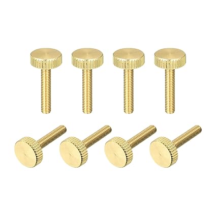 uxcell Knurled Thumb Screws, M4x20mm Flat Brass Bolts Grip Knobs Fasteners for PC, Electronic, Mechanical 8Pcs