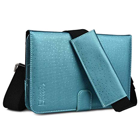 Cooper Magic Carry II Shoulder Strap Case for 7-8'' inch Tablets | Tablet Folio Carrying Case for Business School Restaurant Travel (Blue)