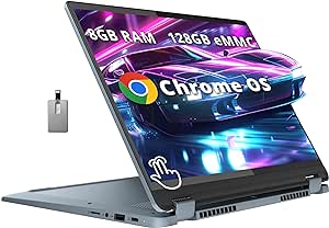 Lenovo IdeaPad Flex 5 14" Touchscreen 2-in-1 Laptop, Intel i3-1215U, 8GB RAM, 128GB eMMC, Intel UHD Graphics, Backlit Keyboard, 1080p FHD Webcam, Wi-Fi 6E, Chrome OS, Blue, 128GB Hotface USB Card