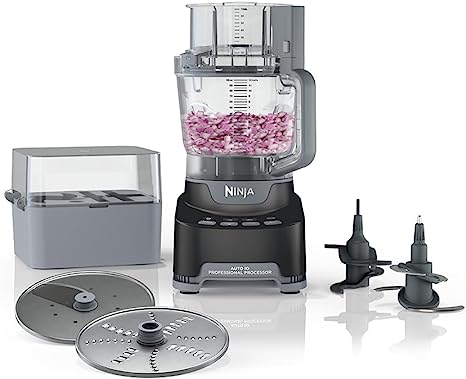 Ninja NF705BRN Professional XL Food Processor, Storage Box, 1200 Peak-Watts, 4-in-1, Chopping, Slicing/Shredding, Purees, Dough, 12-Cup Processor Bowl, 2 Blades & 2 Discs, Feed Chute/Pusher, Black