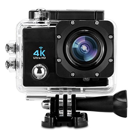 Floureon 4K Action Camera, Full HD Wi-Fi 1080p Waterproof Sports Camera, 2.0 Inch Screen 170 Wide Angle Lens with 900mAh Battery