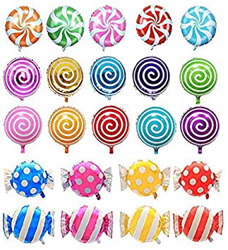 AnnoDeel 21 pcs 18" Sweet Candy Balloons, Round Lollipop Balloon for Baby Birthday Wedding Party Balloons
