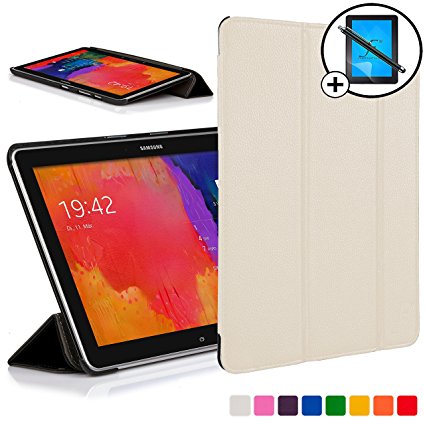 ForeFront Cases® New Leather Folding Case Cover for Samsung Galaxy Tab PRO 10.1 T520 (Released March 2014) - Full device protection and Smart Auto Sleep Wake function with 3 YEAR FOREFRONT CASES WARRANTY   STYLUS & SCREEN PROTECTOR