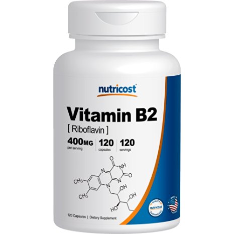 Nutricost Vitamin B2 (Riboflavin) 400mg, 120 Capsules