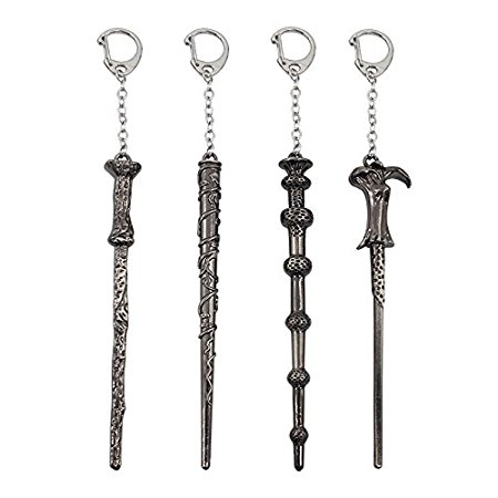 Harry Potter Hermione Dumbledore Voldemort Wand Alloy Keychain Animation Model Collection (4PCS/LOT)