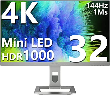 INNOCN 32" Mini LED 4K UHD 3840 x 2160 Computer Gaming Monitor 144Hz 1ms IPS HDR1000 HDMI 2.1 Monitor, 99% DCI-P3, USB Type-C Connectivity, Pivot/Height Adjustable Stand - 32M2V