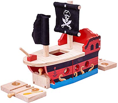 Bigjigs Rail Wooden Pirate Galleon - Other Major Wood Rail Brands are Compatible