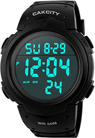 Men's Digital Sports Watch LED Screen Large Face Military Watches and Waterproof Casual Luminous Stopwatch Alarm Simple Army Watch