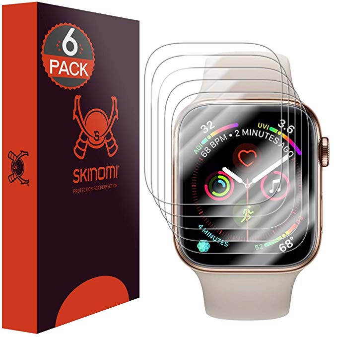 Skinomi Apple Watch Series 4 Screen Protector (40mm)(Edge to Edge)(6-Pack), TechSkin Full Coverage Screen Protector for Apple Watch Series 4 (40mm) Clear HD Anti-Bubble Film