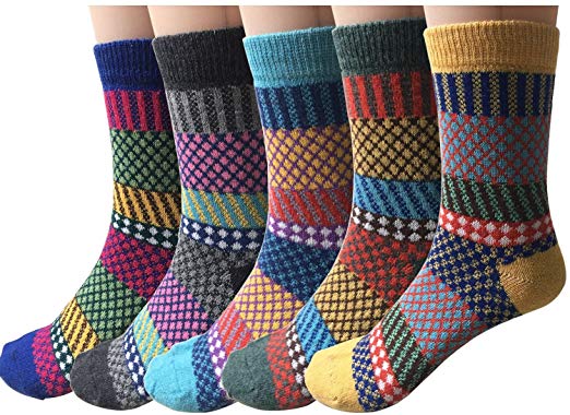 5 Pairs Womens Winter Warm Thick Knit Wool Ladies Socks