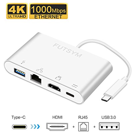 USB-C Hub Ethernet HDMI, Multiport Type C Adapter USB C to HDMI 4K Gigabit Ethernet for MacBook Pro 2017 and More Laptops Support Samsung Galaxy S8/ S8 Plus/ Note 8 DEX Mode, Support Nintendo Switch