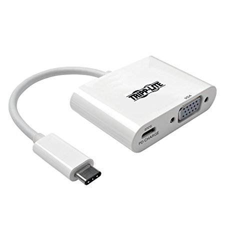 Tripp Lite USB C to VGA Video Adapter Converter 1080p w/ USB-C PD Charging Port, USB Type C, Thunderbolt 3 Compatible, USB Type-C 6in (U444-06N-V-C)