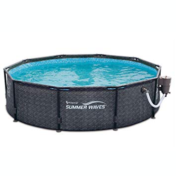 Summer Waves 10' x 30" Above Ground Frame Swimming Pool Set w/Pump, Dark Wicker