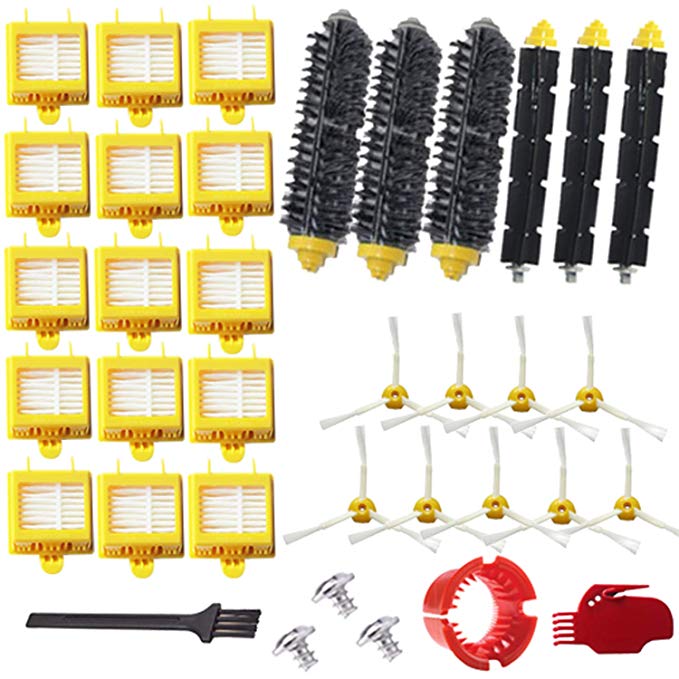 VacuumPal Replacement Parts Kit Hepa Filters & Bristle Brush & Flexible Beater & Armed-3 Side Brush & Cleaning Tools for iRobot Roomba 700 Series 760 770 780 790 Vaccum Accessories