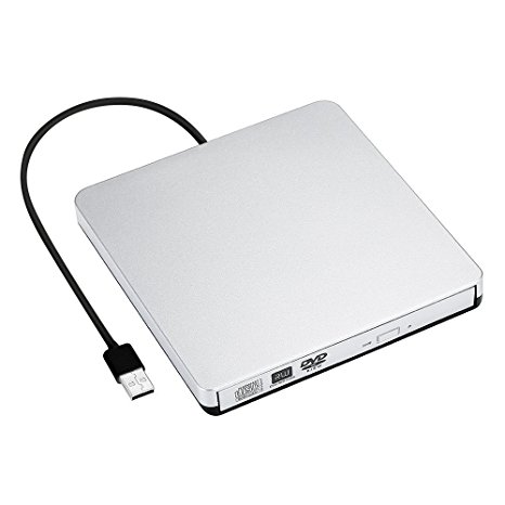 External DVD Drive, LinGear USB 3.0& 2.0 Slim Portable CD/DVD-RW Combo Burner Writer Player Optical Drive for Apple Macbook, Macbook Air, Laptops, Desktops, Windows 10 etc.Plug and Play(White)