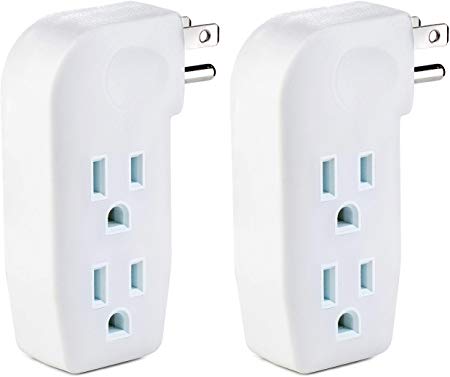 2-Pack Outlet Extender, Multi Plug Outlet Splitter Wall Tap Adapter, Right Angle 90 Degree Vertical Side-Access, UL Listed,