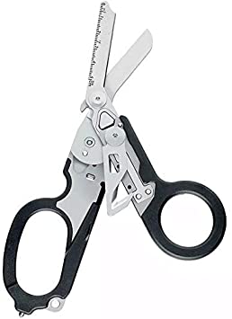 6 in 1 Raptor Emergency Response Shears with Strap Cutter and Glass Breaker Black with MOLLE Compatible Holster (Shears)