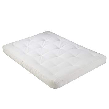 Serta Sycamore Double Sided Convoluted Foam and Cotton Full Futon Mattress, Natural, Made in the USA