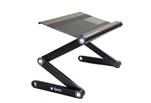 Executive Office Solutions Portable Adjustable AluminIum Laptop Desk/Stand/Table Vented Notebook-Macbook-Light Weight Ergonomic TV Bed Lap Tray Stand Up/Sitting-Black