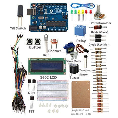 SunFounder Project 1602 LCD Starter Kit For Arduino UNO R3 Mega2560 Mega328 Nano (with UNO R3) - Including 43 Page Instructions Book