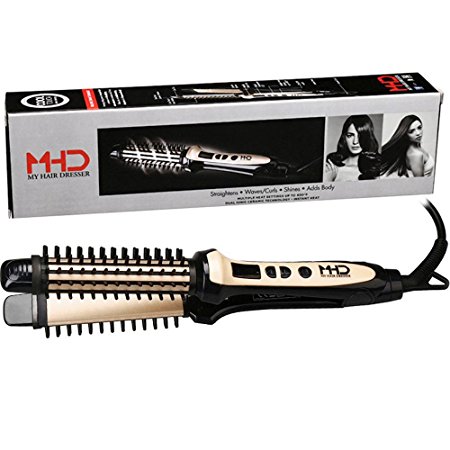 MHD Hair Flat Iron & Hair Curler & Hot Hair Brush 3 in 1 Hair Straightener Comb Dual Voltage