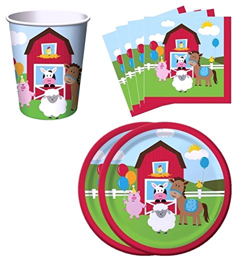 Farm House Fun Barnyard Animals Birthday Party Supplies Set Plates Napkins Cups Kit for 16 by Creative Converting