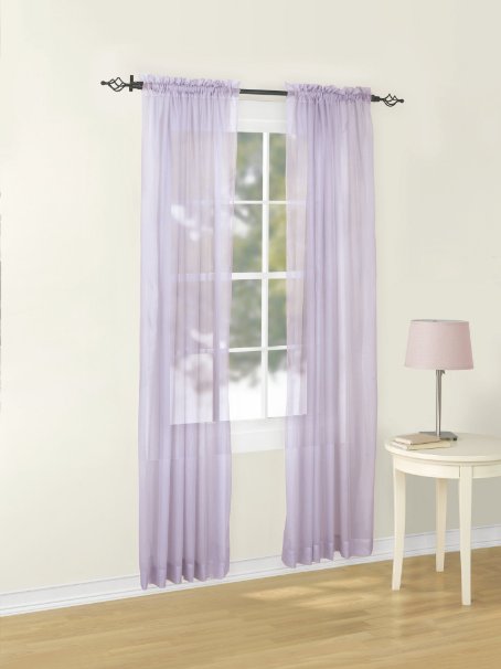 Euphoria Brand Solid Sheer Voile Windows Panel Curtain 1 PC Lilac 60" Width X 84" Length