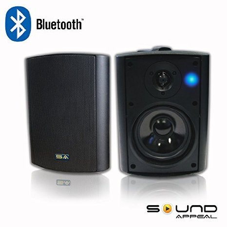 Bluetooth 5.25" Indoor/Outdoor Weatherproof Patio Speakers (Black- pair)- by Sound Appeal