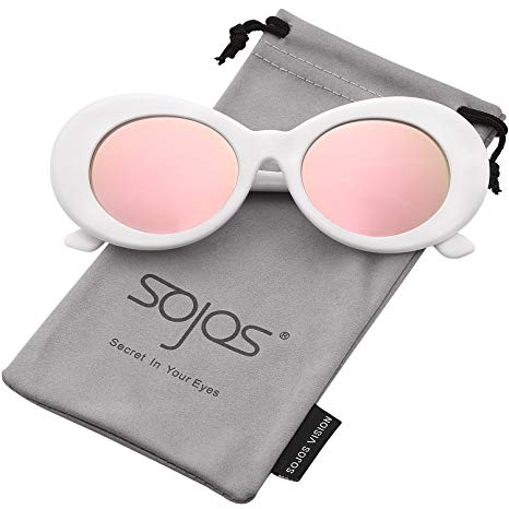 SojoS Clout Goggles Oval Mod Retro Vintage Kurt Cobain Inspired Sunglasses Round Lens SJ2039