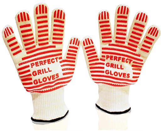 65% Sale! #1 BBQ Gloves- Oven Gloves - Perfect Grill Gloves - Extreme Heat Resistant EN407 Certified - 1 Pair flexible Gloves - Versatile than Mitts & Potholders - 100% Cotton Lining For Super Comfort - Red Stripes for Ultimate Grip - Your Safeguard Against Extreme Heat - (Small to Medium)