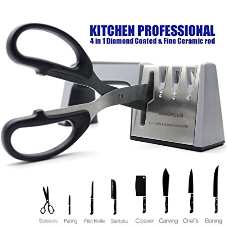 Knife Sharpener, Family Sharpener for Stainless Steel Knife, INNOPLUS Professional Sharpener, Suitable for Many Kinds of Cutting Tools, Kitchen Knife, Fruit Knife, Scissors