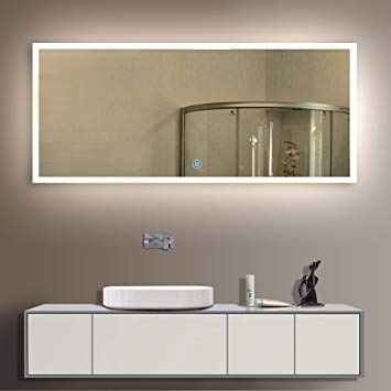 D-HYH LED 84 x 40 In Decorative Bathroom Silvered Mirror with Touch Button (N031-A)