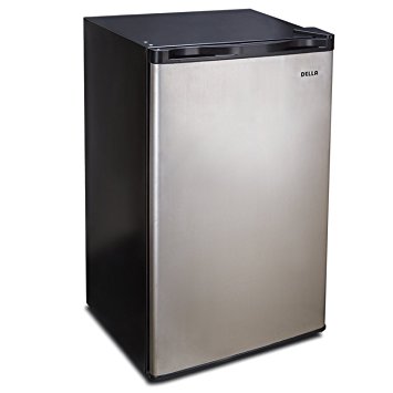 Della 3.2 Cu. Ft. Compact Refrigerator and Freezer Energy Saving, Reversible Door, Stainless Steel