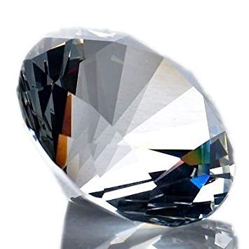 JKK SALE 100 mm Cut Glass Crystal Giant Diamond Jewel Paperweight