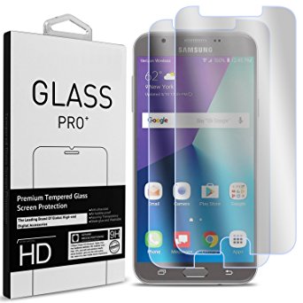 Galaxy J7 Prime Tempered Glass Screen Protector, Galaxy J7 Sky Pro / Galaxy Halo Screen Protector, CoverON Premium Grade 9H Clear Screen Protectors with Bubble-Free Installation Kit [Case Friendly]