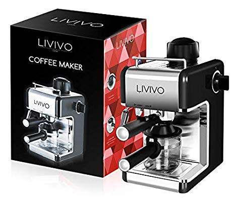 LIVIVO Professional Espresso Cappuccino Coffee Maker Machine with Milk Frothing Arm for Home and Office (Black)