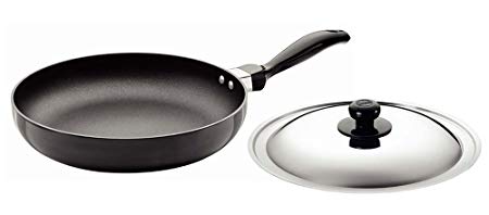 Futura Non-Stick 10-Inch Frying Pan Indian Style with Stainless Steel Lid