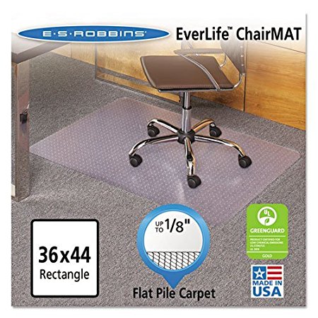 ES Robbins 121821 EverLife Chair Mats for Medium Pile Carpet, Rectangular, 36" x 48", Clear