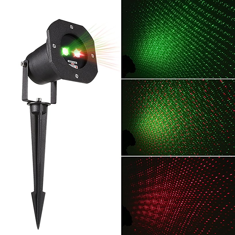 Christmas Projector Lights Static Red and Green, S&G 5 Lighting Modes Star Light Projector with IR Remote for Xmas/Holiday/Party/Landscape/Garden Decoration (Static Red and Green Star)