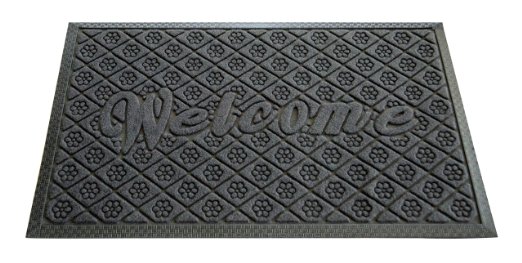 S&G Door Mat (19"X31", Dark Grey, Rubber). Low Profile, Durable and Washable Welcome Mat with a Quick Dry Surface and Non-Slip Backing. This Entrance Mat Keeps Mud, Dirt and Rain Outside your House