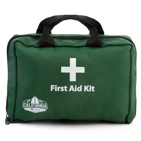 California Basics 115 Piece Professional First Aid Kit, Includes Eye Wash, Cold Pack, Emergency Blanket for Home, Office, Vehicle, Workplace, & Travel, Green