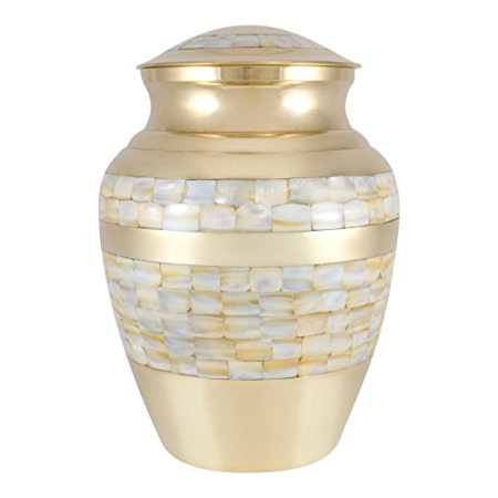 Perfect Memorials Large Brass Mother Of Pearl Cremation Urn