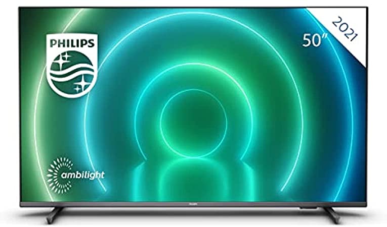 Philips 50 Inch Smart TV 4K. LED Television for Netflix, YouTube and Gaming/Google Assistant and Alexa/Ambilight, HDR Picture, Android TV, Dolby Vision & Atmos Sound / 50" Philips 50PUS7906/12