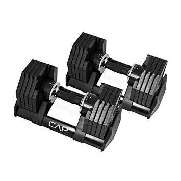 CAP Barbell Adjustabell Dumbbell 50-Pound Pair, Optional Rack Bundle